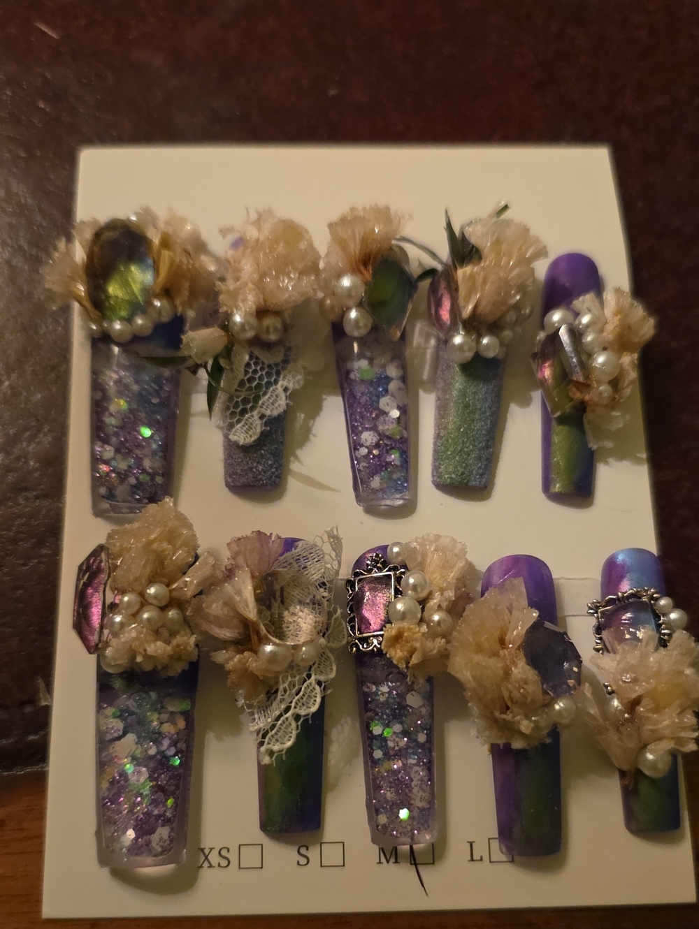 X-Long, Water Coffin Style Handmade Press On Nails - Size: Medium